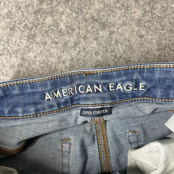 American Eagle Jeans Womens 6 X-long Distressed Raw Hem Blue Skinny Stretch - Picture 7 of 9